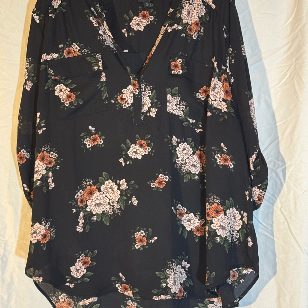 Torrid Black Floral Blouse